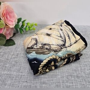 Vintage Peter Nygard Silk Scarf 40" x 40" with Nautical Sailing Ships & Ropes pa